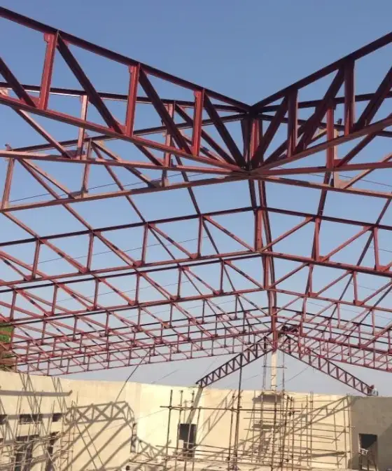 Faith-Academy-1500-capacity-multipurpose-hall-steel-roof-during-erection
