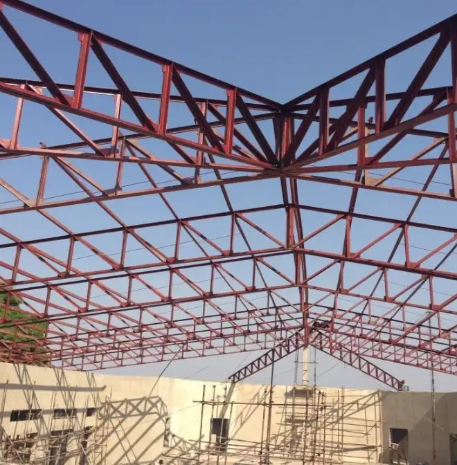 Faith-Academy-1500-capacity-multipurpose-hall-steel-roof-during-erection